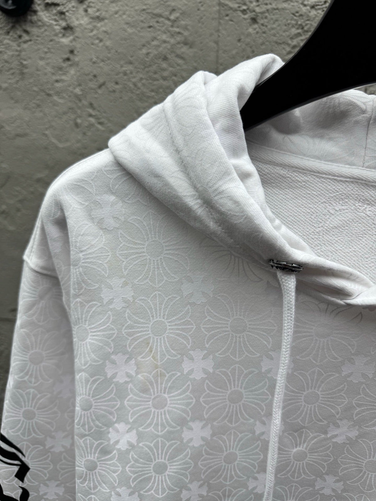 White Cotton Sleeve Print Zip-Through - Men's