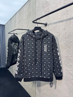 Grauer Baumwoll-Monogramm-Reißverschluss-Cardigan – Herren