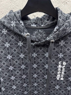 Grauer Baumwoll-Monogramm-Reißverschluss-Cardigan – Herren