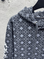 Grauer Baumwoll-Monogramm-Reißverschluss-Cardigan – Herren