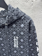 Grauer Baumwoll-Monogramm-Reißverschluss-Cardigan – Herren