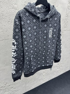 Grauer Baumwoll-Monogramm-Reißverschluss-Cardigan – Herren