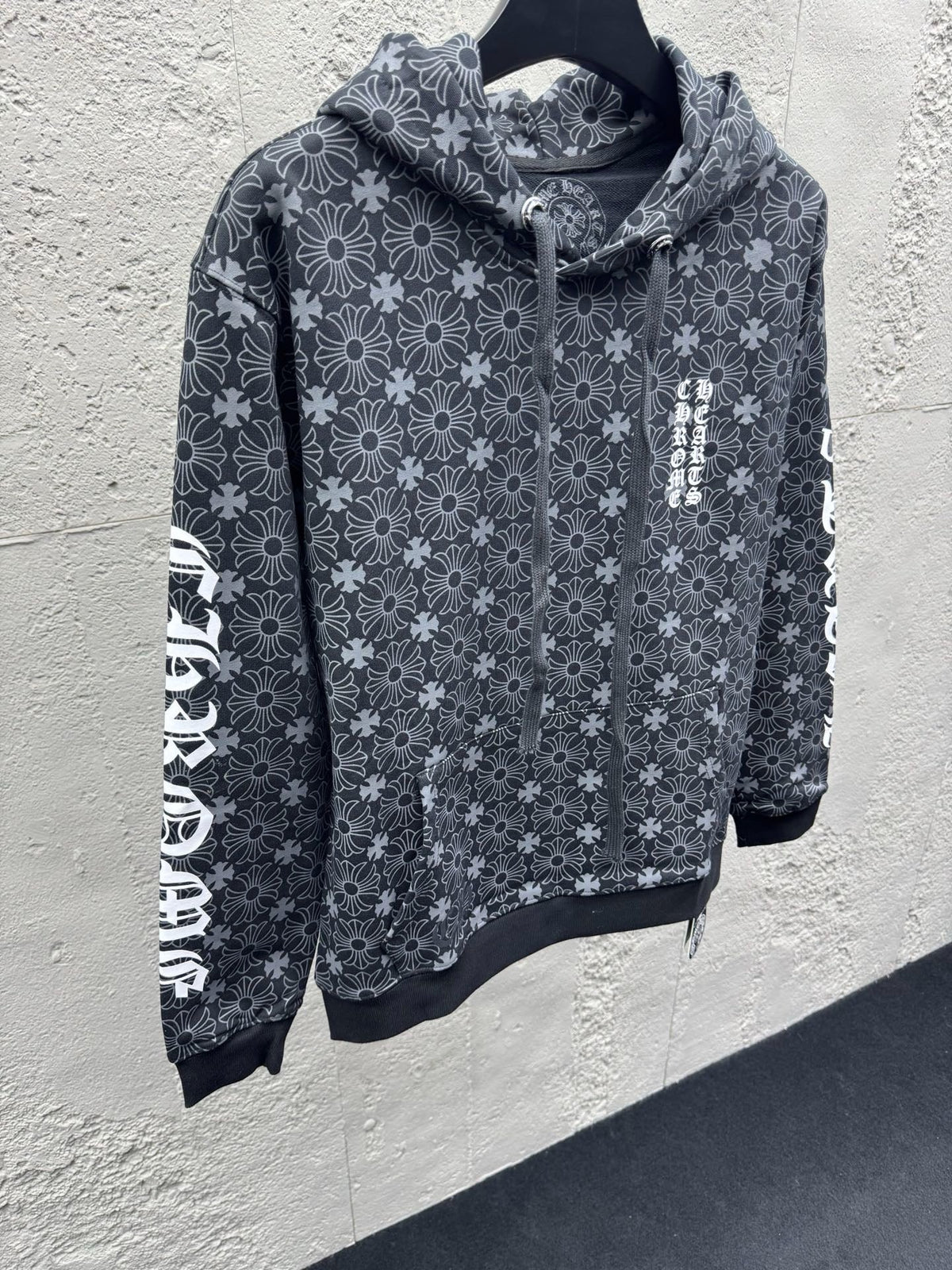 Grauer Baumwoll-Monogramm-Reißverschluss-Cardigan – Herren