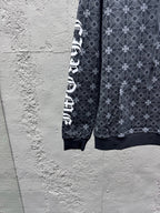 Grauer Baumwoll-Monogramm-Reißverschluss-Cardigan – Herren