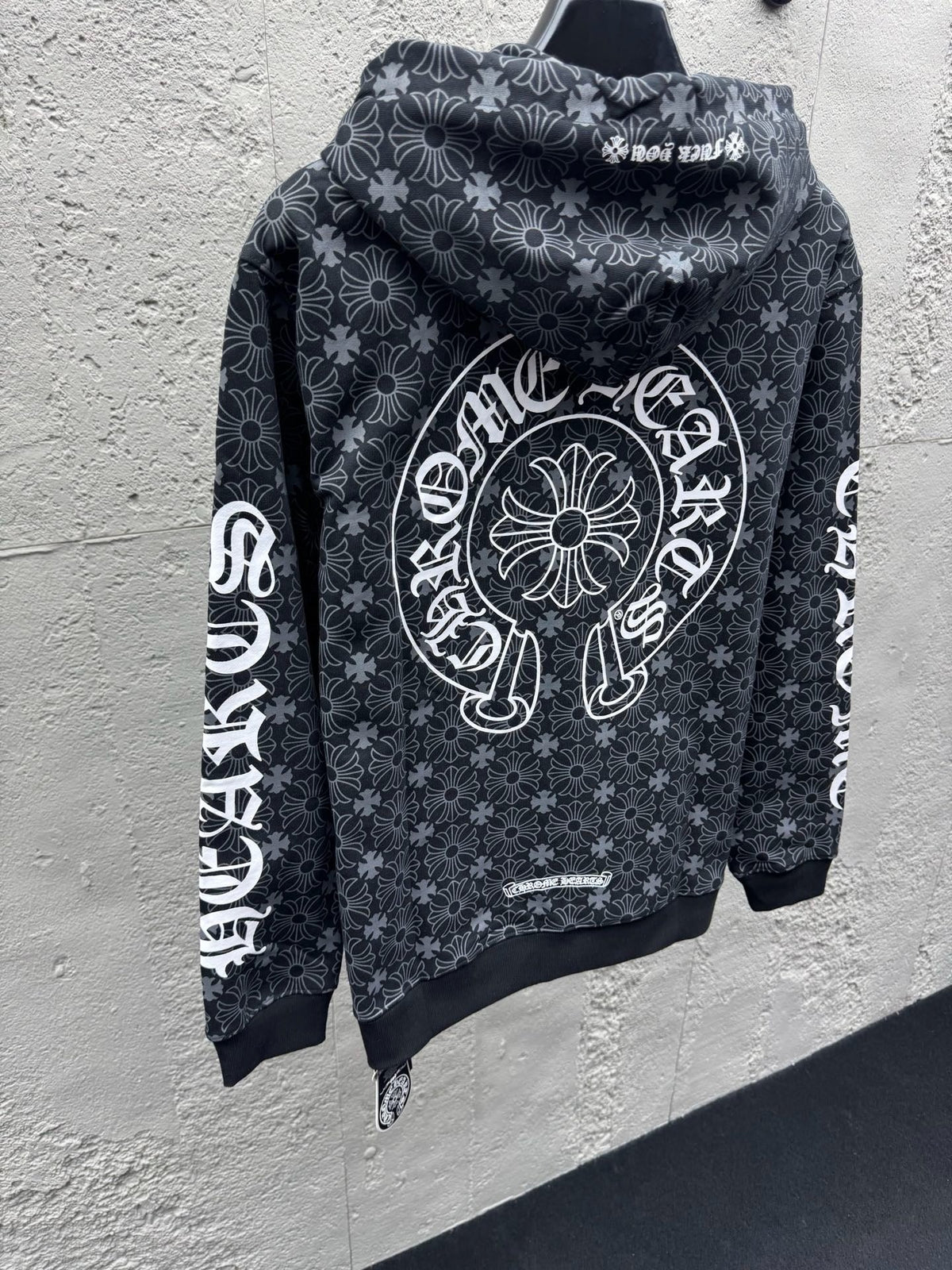 Grauer Baumwoll-Monogramm-Reißverschluss-Cardigan – Herren