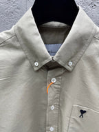 Beiges Langarmshirt aus Baumwolle, unifarben – Herren