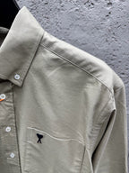 Beiges Langarmshirt aus Baumwolle, unifarben – Herren