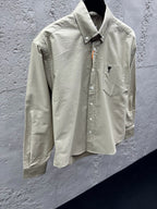 Beiges Langarmshirt aus Baumwolle, unifarben – Herren