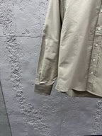 Beiges Langarmshirt aus Baumwolle, unifarben – Herren