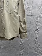 Beiges Langarmshirt aus Baumwolle, unifarben – Herren