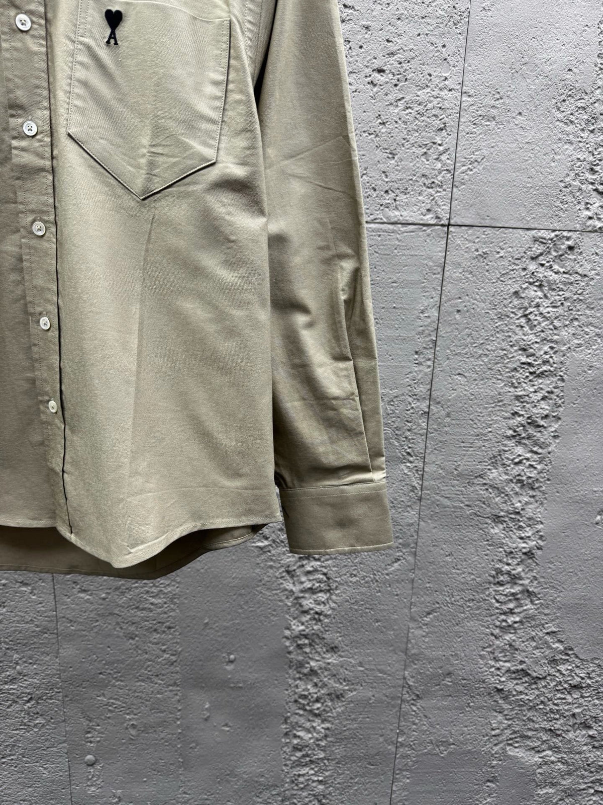 Beiges Langarmshirt aus Baumwolle, unifarben – Herren