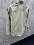 Beiges Langarmshirt aus Baumwolle, unifarben – Herren