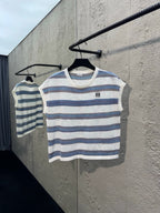 Weißes Bretonisches Kurzarm-T-Shirt aus Baumwolle mit Streifen – Herren