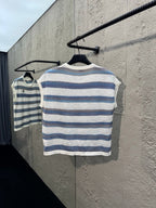 Weißes Bretonisches Kurzarm-T-Shirt aus Baumwolle mit Streifen – Herren