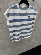 Weißes Bretonisches Kurzarm-T-Shirt aus Baumwolle mit Streifen – Herren