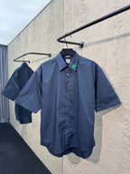 Blaues schlichtes Baumwoll-Kurzarmshirt – Herren