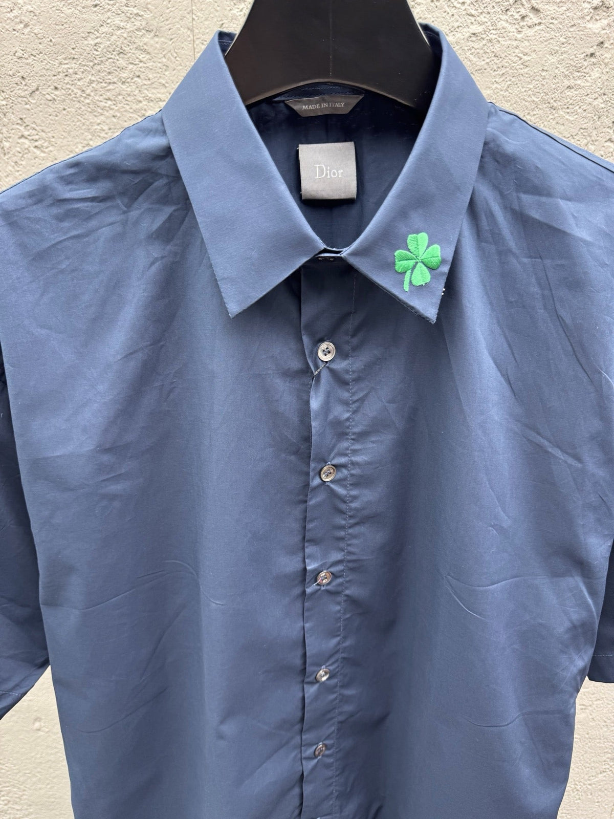 Blaues schlichtes Baumwoll-Kurzarmshirt – Herren