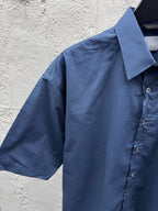 Blaues schlichtes Baumwoll-Kurzarmshirt – Herren