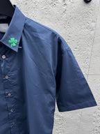 Blaues schlichtes Baumwoll-Kurzarmshirt – Herren