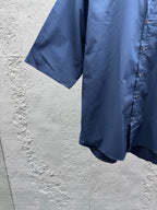 Blaues schlichtes Baumwoll-Kurzarmshirt – Herren