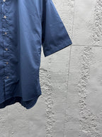 Blaues schlichtes Baumwoll-Kurzarmshirt – Herren