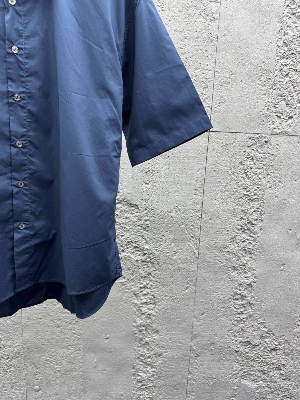 Blaues schlichtes Baumwoll-Kurzarmshirt – Herren