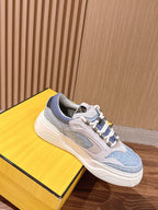 Weiße Leder-Colourblock-Chunky-Herrenschuhe