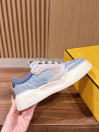 Weiße Leder-Colourblock-Chunky-Herrenschuhe