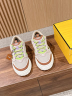 Weiße Leder-Colourblock-Chunky-Herrenschuhe