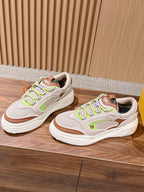 Weiße Leder-Colourblock-Chunky-Herrenschuhe