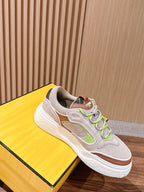 Weiße Leder-Colourblock-Chunky-Herrenschuhe