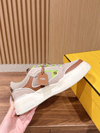 Weiße Leder-Colourblock-Chunky-Herrenschuhe