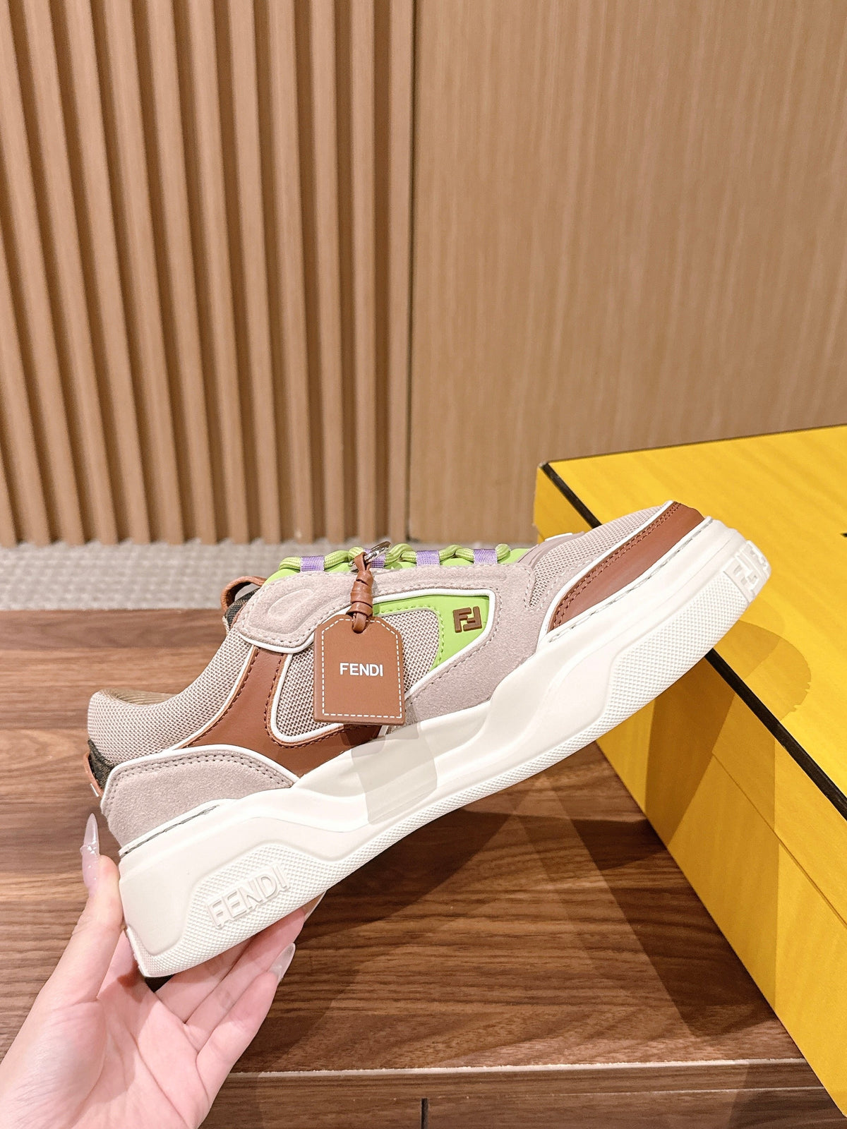 Weiße Leder-Colourblock-Chunky-Herrenschuhe