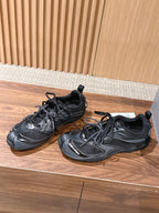 Panelled Runner Black and White Sneakers