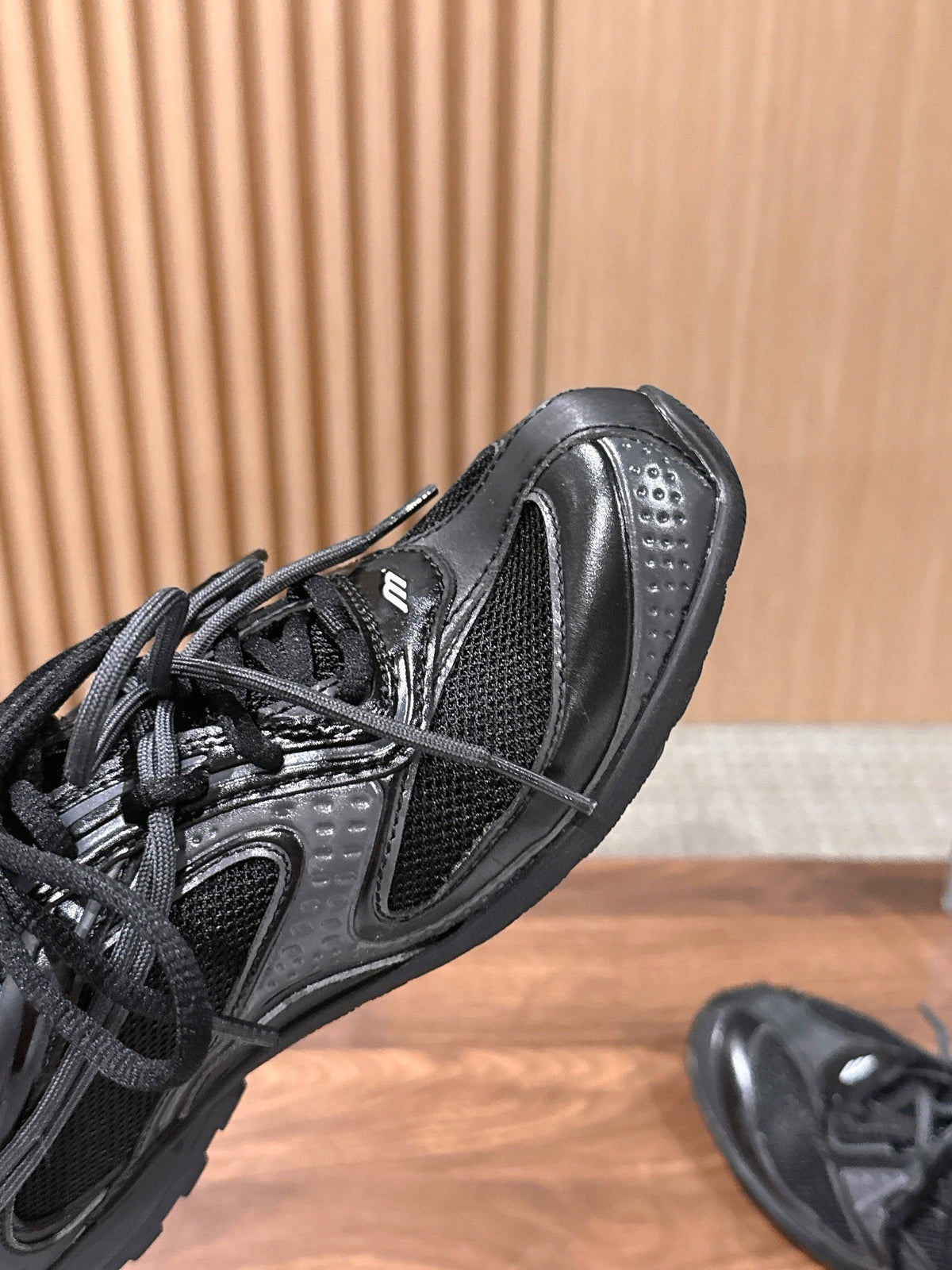 Panelled Runner Black and White Sneakers
