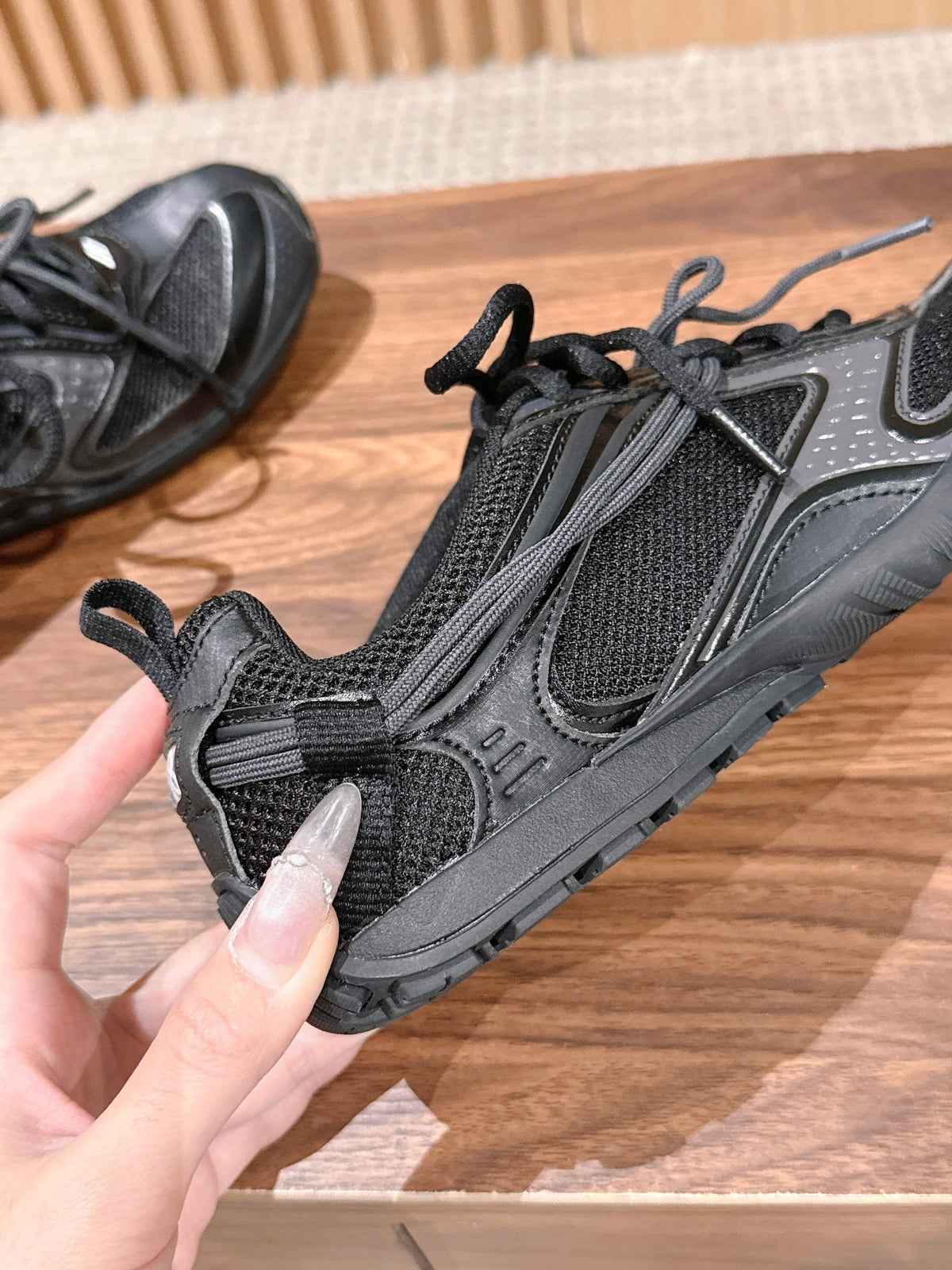 Panelled Runner Black and White Sneakers