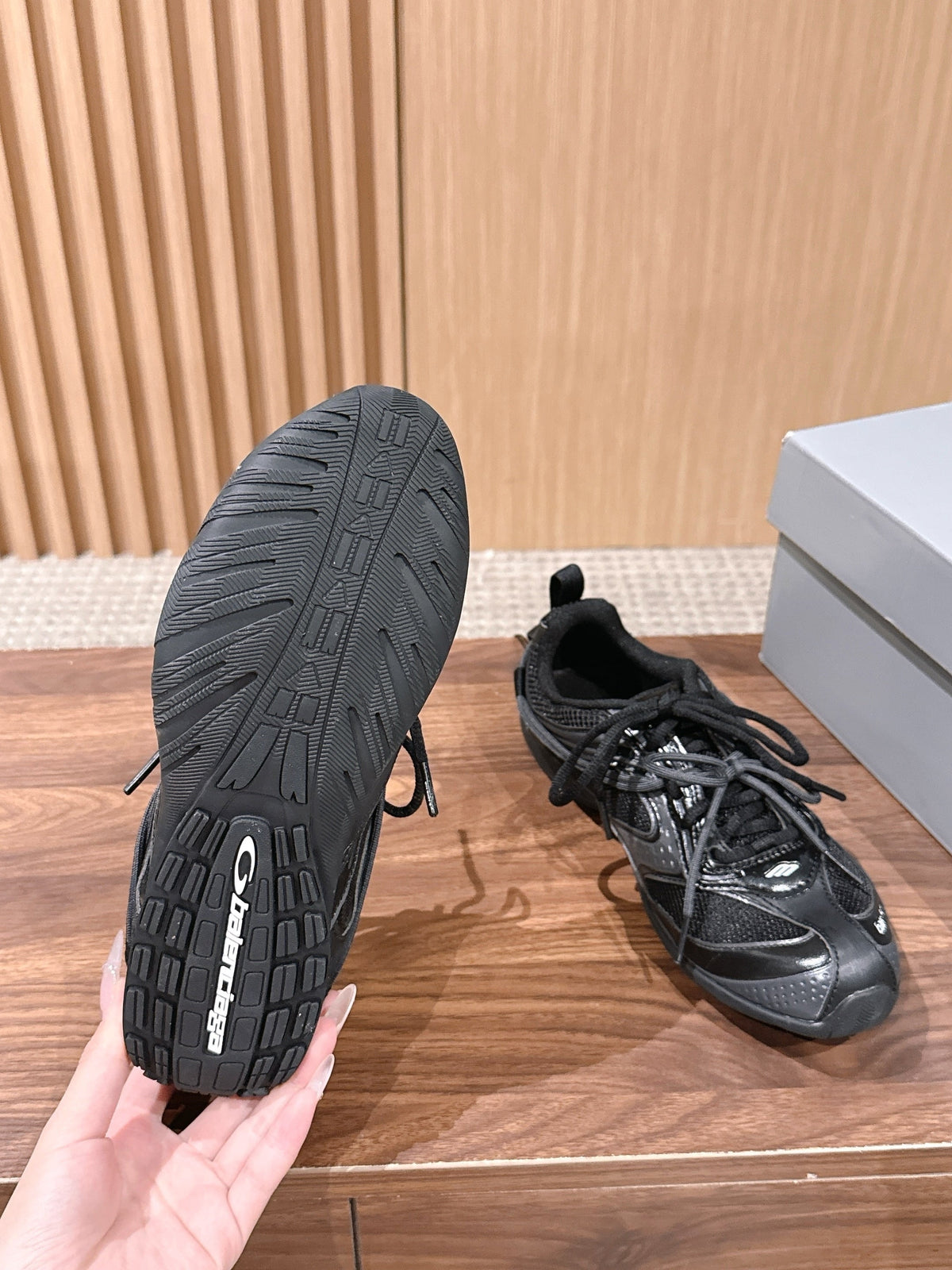 Panelled Runner Black and White Sneakers