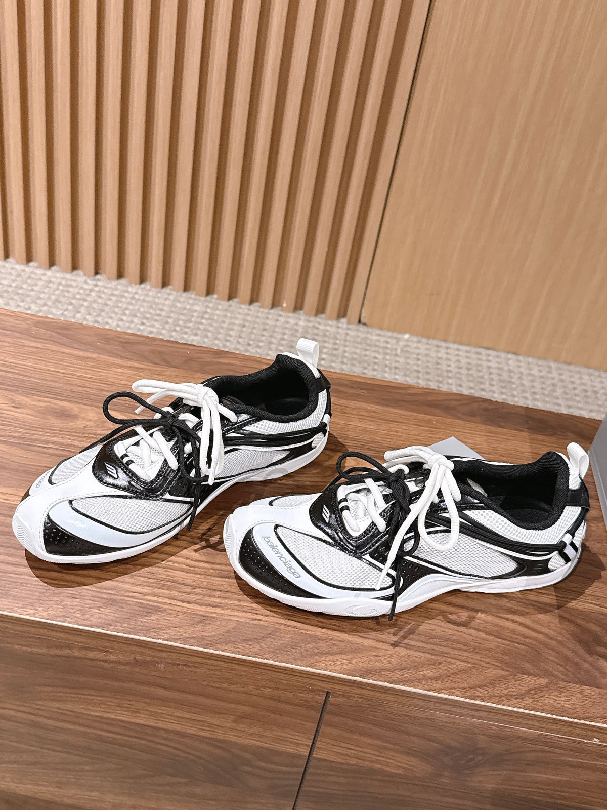 Panelled Runner Black and White Sneakers