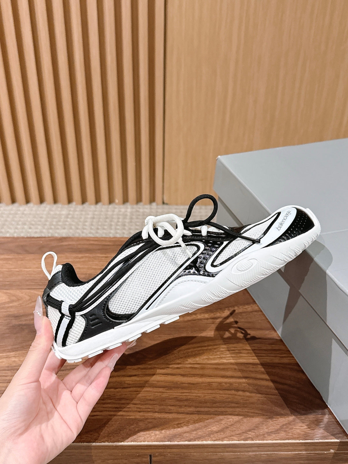Panelled Runner Black and White Sneakers