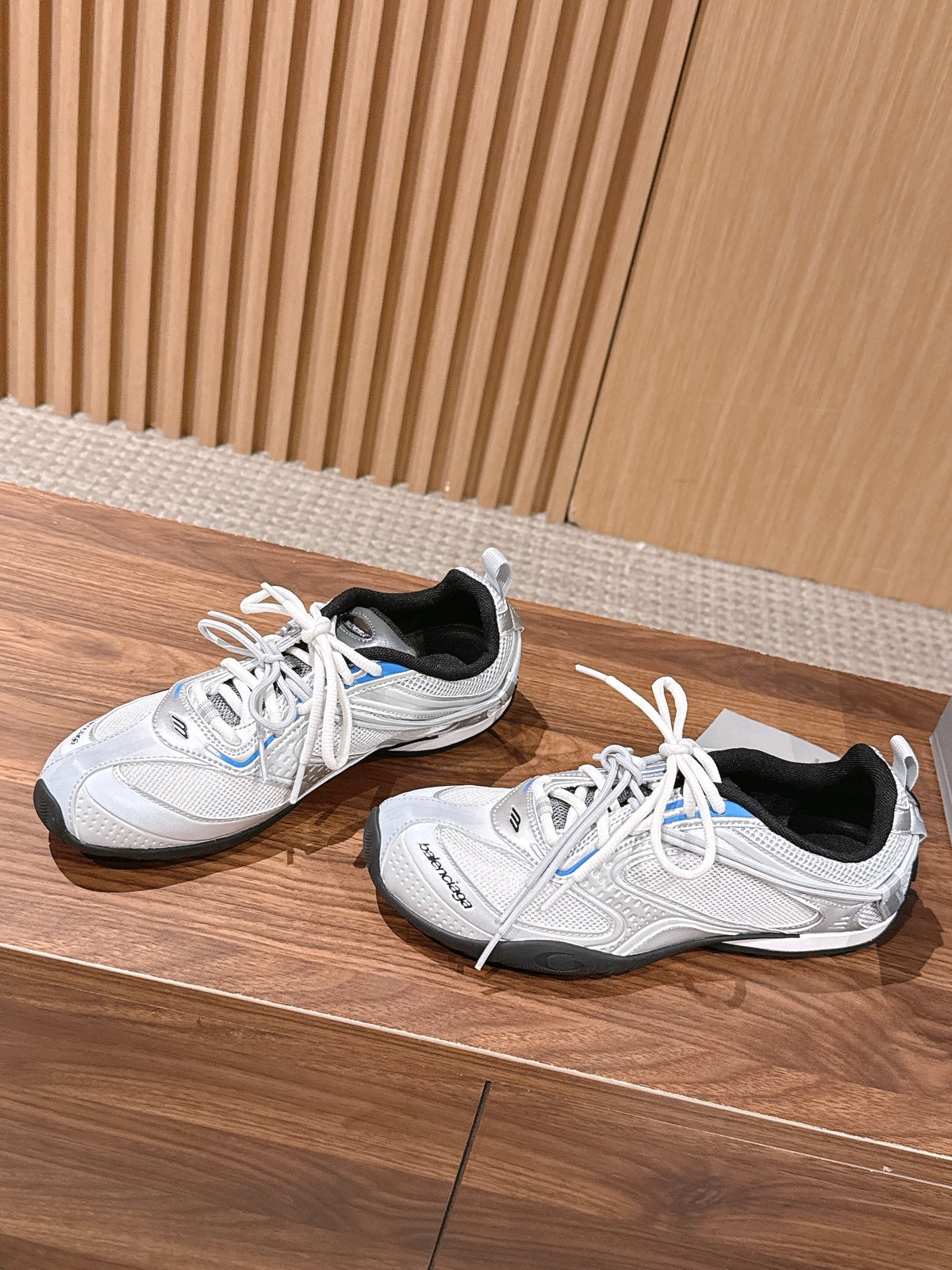 Panelled Runner Black and White Sneakers