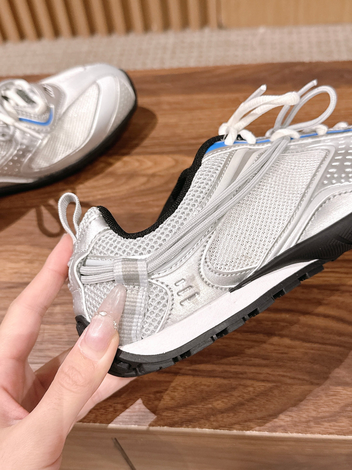Panelled Runner Black and White Sneakers