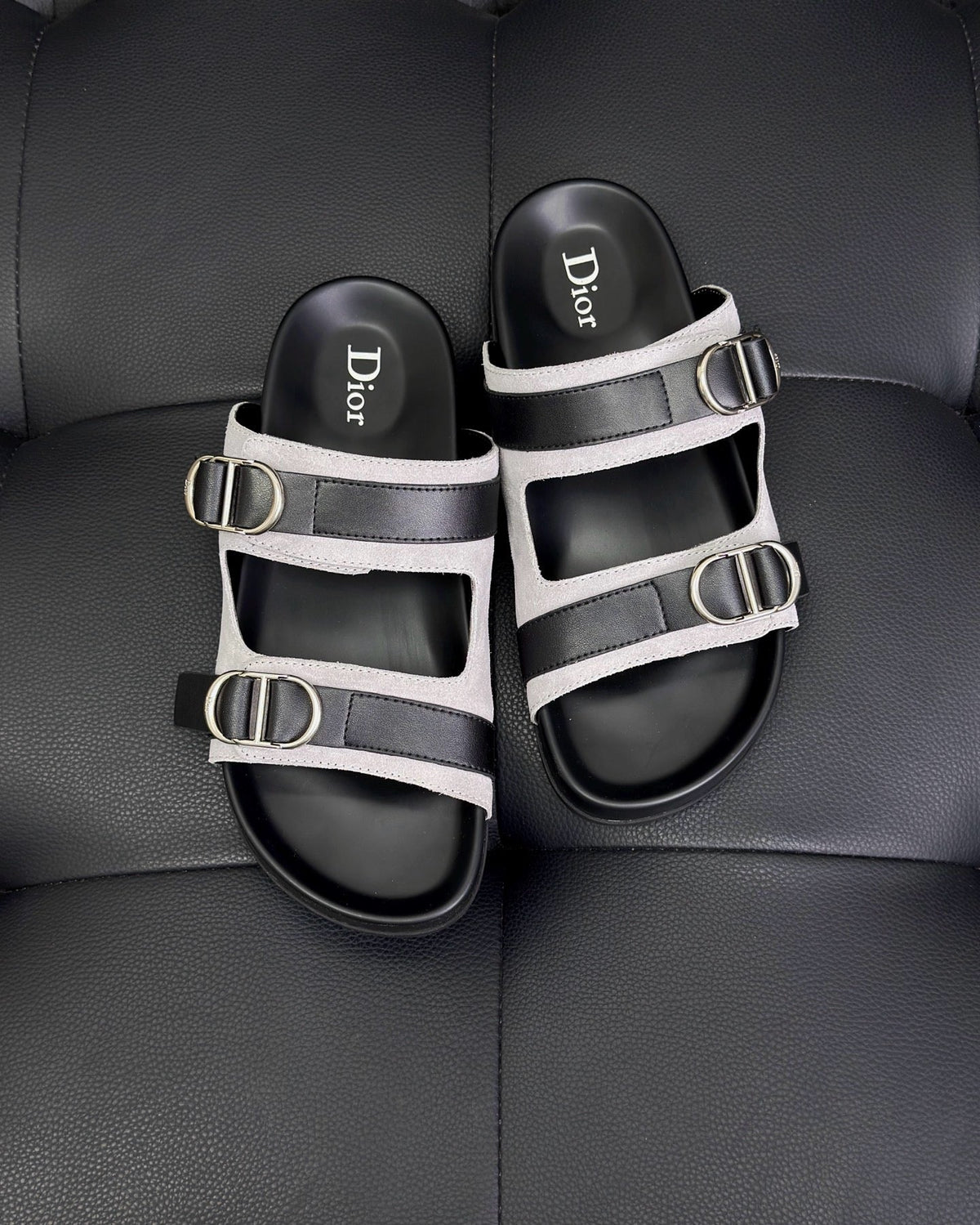 Black Leather Contrast Strap Multi Strap - Men's