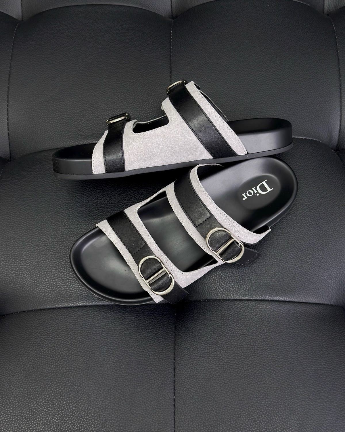Black Leather Contrast Strap Multi Strap - Men's