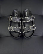 Black Leather Gold Hardware Multi Strap - Men's