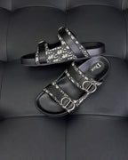 Black Leather Gold Hardware Multi Strap - Men's