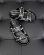 Black Leather Gold Hardware Multi Strap - Men's