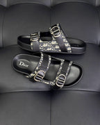 Black Leather Gold Hardware Multi Strap - Men's