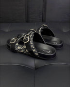 Black Leather Gold Hardware Multi Strap - Men's