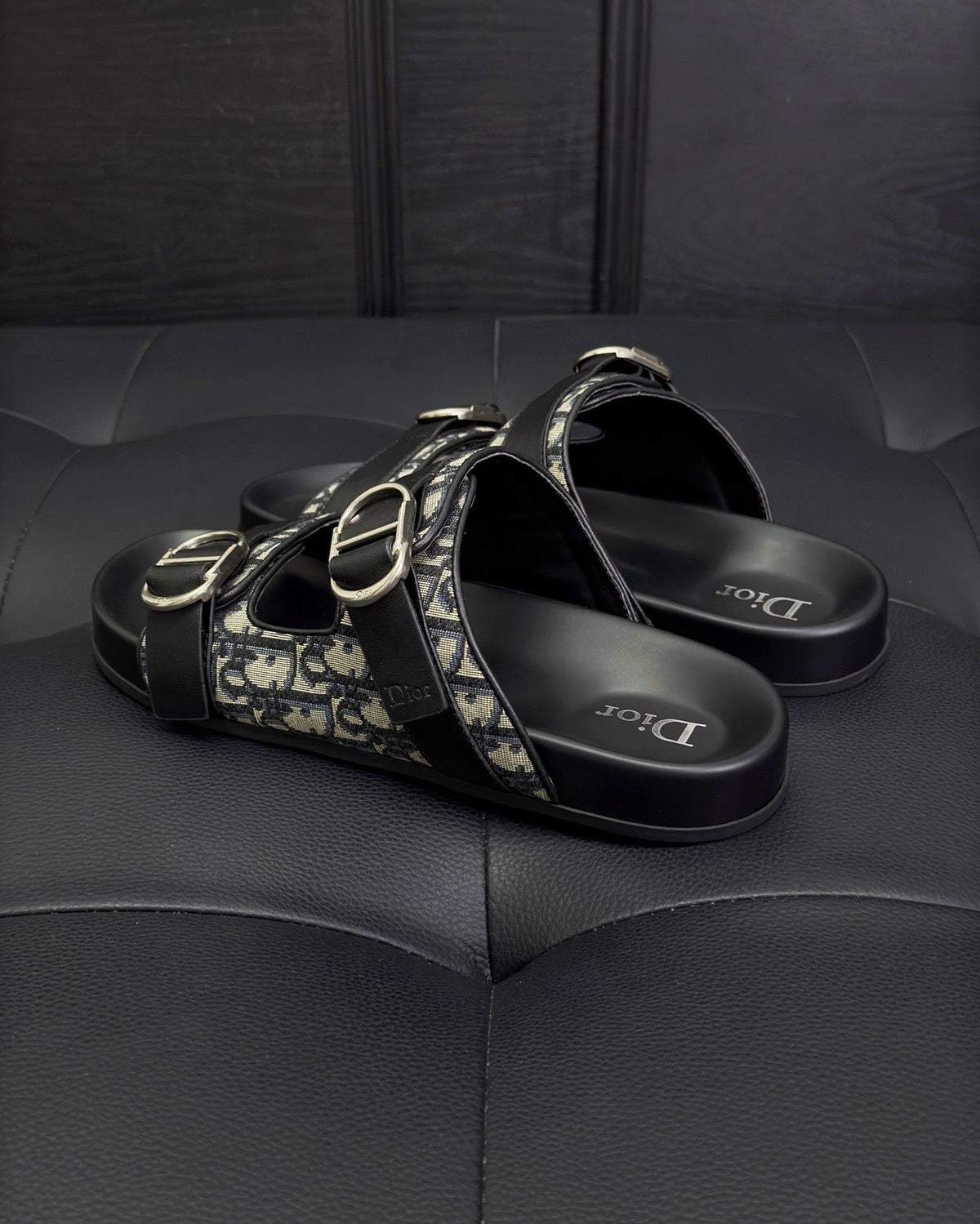 Black Leather Gold Hardware Multi Strap - Men's