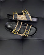 Black Leather Gold Hardware Multi Strap - Men's